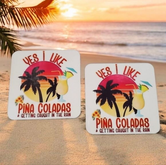 Yes, I like Pina Coladas and getting caught in the rain 2 Pack Coasters - Picture 1 of 6